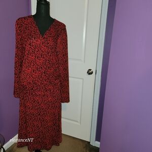 New York & Company Red/Black Wrap Style Dress Sz: XL NWT